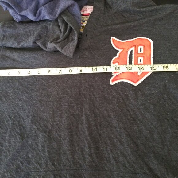Detroit Tigers Mitchell and Ness Gray Long Sleeve Hooded Shirt Unisex Size Med - Picture 8 of 9